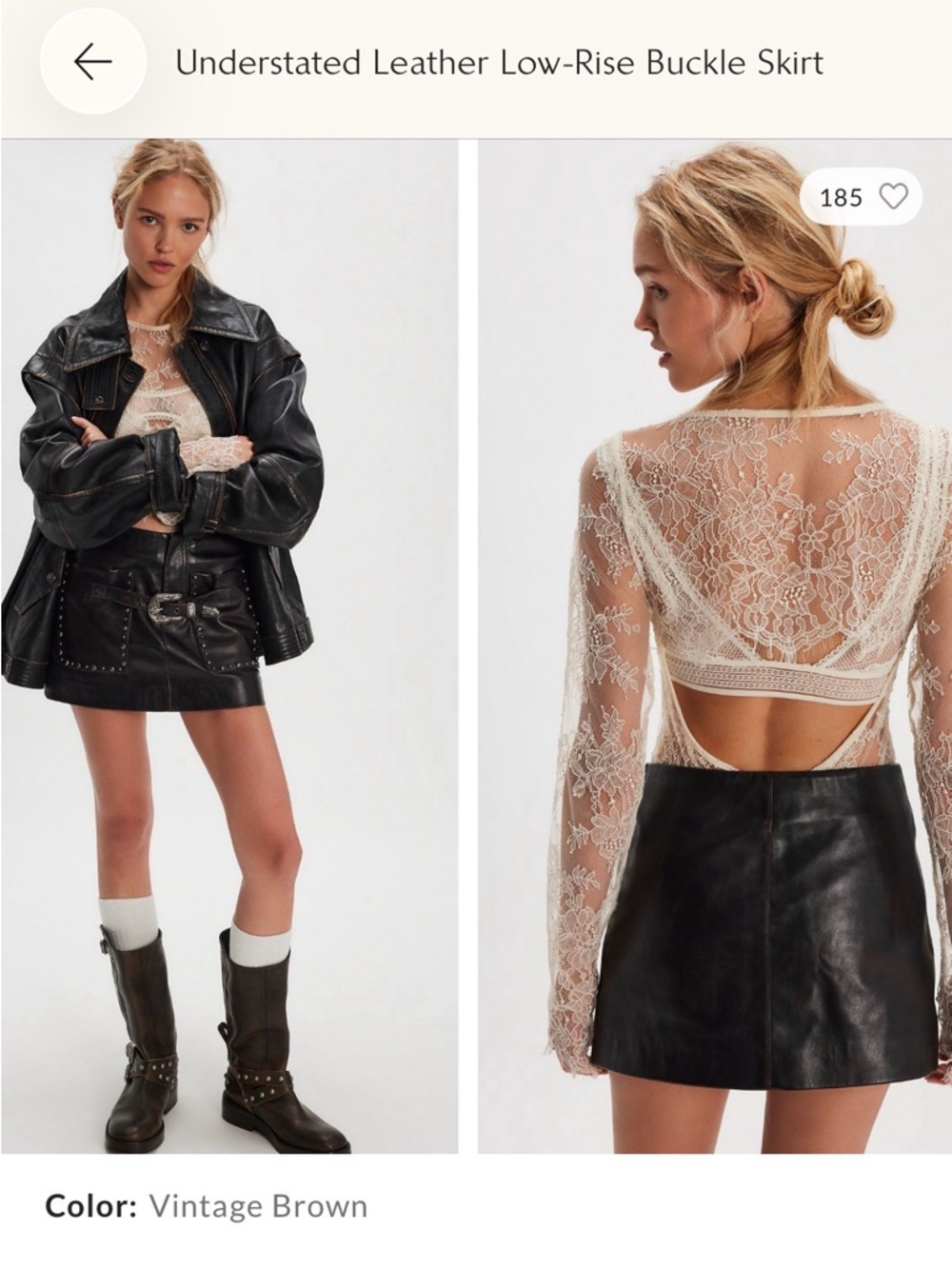 Brown Genuine Leather Mini Skirt - Women's